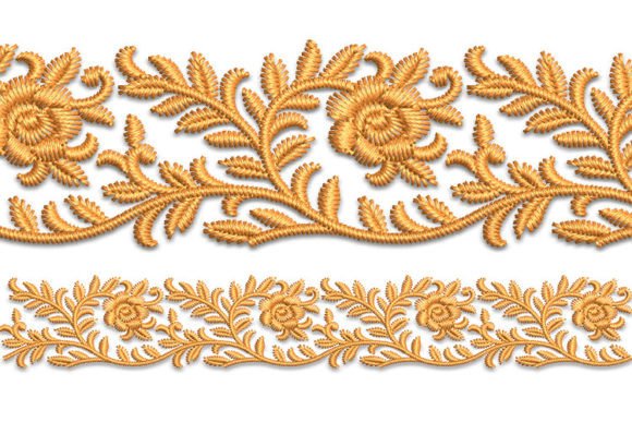 Border: Elegant Floral Embroidery for Apparel