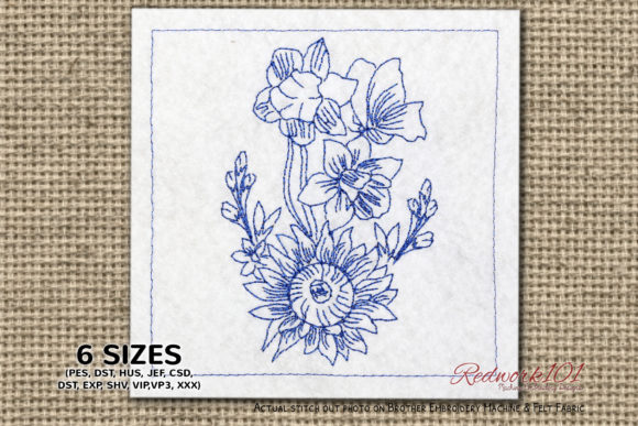 Easter Floral Bouquet Redwork Design Review