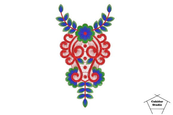 Floral Scorpion: Elegant Abstract Embroidery